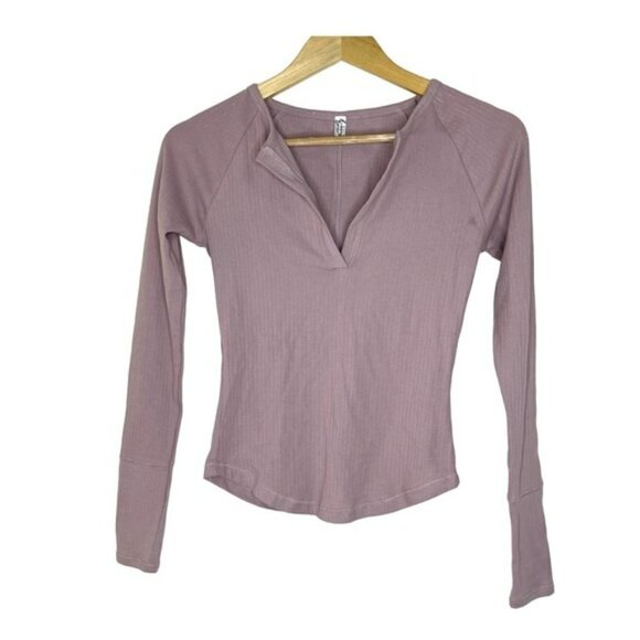 New Free People Tan Ribbed Knit Lounge Top US S - Picture 1 of 7